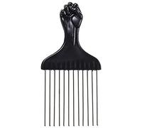 Generic Afro Hair Curly Comb Insert Fork Hair Pick Anti Static Tool for Hairstyling, Wide Teeth Scalp Massage Comb for Unisex, Plastic and Steel, Black/Silver, 5.91x2.95"