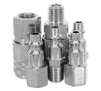Generic air Hose Quick Connect Male Female air Coupler 6pcs 1/4 Inch NPT Quick Coupler and Plug Kit, Nickel-Plated Iron Air Hose Fittings with Corrosion Resistant Finish, Smooth Operation