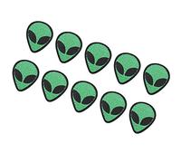 Generic Alien Head Embroidered Patch Green 10Pcs Decorative Fabric Sticker for Clothes Jacket Sew on 2mm Wide Edge for Most Sewing Fabrics