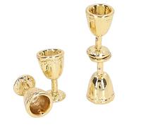 Generic Alloy Miniature Champagne Glasses Cups Realistic Dollhouse Goblet Cups, Bright Colors for Doll House Decoration (4 gold)