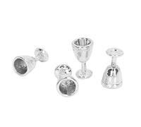 Generic Alloy Miniature Champagne Glasses Cups Realistic Dollhouse Goblet Cups, Bright Colors for Doll House Decoration (4 silver)