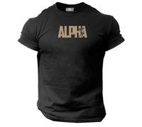 Generic Alpha T Shirt Gym Clothing Bodybuilding Training Workout Exercise Muscles Gymwear Top - | Gold Print | (UK, Alpha, M, Regular, Regular, Black)