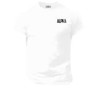 Generic Alpha T Shirt Pocket Gym Clothing Bodybuilding Training Workout Exercise Muscles Gymwear Top (UK, Alpha, L, Regular, Regular, White)