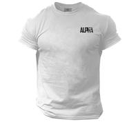 Generic Alpha T Shirt Pocket Gym Clothing Bodybuilding Training Workout Exercise Muscles Gymwear Top - | Black Print | (UK, Alpha, L, Regular, Regular, Black)