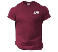 Generic Alpha T Shirt Pocket Gym Clothing Bodybuilding Training Workout Exercise Muscles Gymwear Top (UK, Alpha, L, Regular, Regular, Maroon)