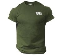 Generic Alpha T Shirt Pocket Gym Clothing Bodybuilding Training Workout Exercise Muscles Gymwear Top (UK, Alpha, L, Regular, Regular, Military Green)