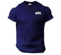 Generic Alpha T Shirt Pocket Gym Clothing Bodybuilding Training Workout Exercise Muscles Gymwear Top (UK, Alpha, XL, Regular, Regular, Navy)