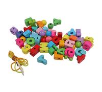Generic Alphabet Lacing Beads Premium Beech Hand Eye Coordination for Kids Parents 51 Pieces Glossy Surface