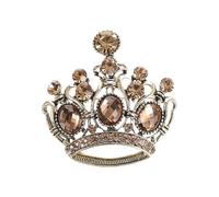 Generic Amber Czech Crystal Crown Brooch Tiara Pin for Women, 3d Alloy Lapel Pin Jewelry Accessory for Dresses and Jackets, Elegant Clothes Brooch