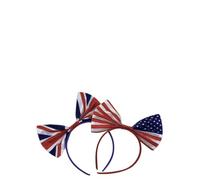 Generic American England Flag Lightweight Bow Headbands 2 Pcs Satin Hair Accessories Showing Patriotism for Women for Independence Day and Birthday Celebrations