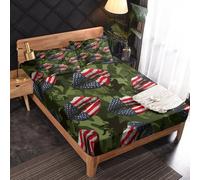 Generic American Flag Fitted Sheet, Camouflage Lip Print Bed Sheets Single Size, 1 Pillowcase - 30 cm Deep Pocket, Soft Microfiber Patterned Bedding Bedroom Decor - FD522
