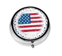 Generic American Flag Print Round Pill Box-3 Compartment Small Pill Case for Purse & Pocket Mini Metal Pill Holder Travel Pill Container