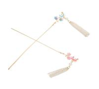Generic Ancient Chinese Hair Stick Set of 2 Metal Hairpins with Flower Moon Design for Hanfu Attire