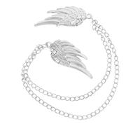 Generic Angel Wing Tassel Chain Brooch Zinc Alloy Material for Men and Women Rhinestone Decoration, Versatile Use Lapel Pin in Silver Suitable for Suits and Shawl Clasp Accessories