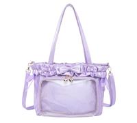 Generic Anime Merchandise Lolita Ita Bag Clear | PU Satin Tote Shoulder Bag Kawaii Macaron Color Removable Adjustable Strap Large Capacity Anime Convention Shoulder