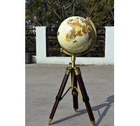 Generic Antique/Vintage Wooden World Globe With Tripod Stand, Free Magnifying Glass, Adjustable Height Idea