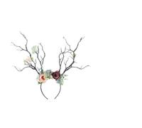 Generic Antlers Atmosphere for Branch Tree with Design Festive Christmas Headband Navy Fabric Accessory Attracting Attention Halloween Celebrations Hair