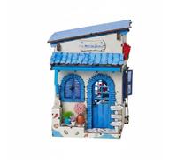 Generic Architectural Miniature Puzzle Shelf Insert Bookend Model Micro Building Wooden Craft Coastal Details With Plants And Shutters Suitable for gift