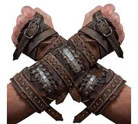 Generic Arm Guards Cosplay | Steampunk Retro Knight Leather Combat Arm Protection Bracelet Medieval Braces Armour Arm Protectors for Men Women Pack of 2