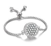 Generic Aromatherapy Bracelet Essential Oil Diffuser Bracelet Crystal Charm Yoga Meditation Gift (Flower of Life)
