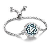 Generic Aromatherapy Bracelet Essential Oil Diffuser Bracelet Crystal Charm Yoga Meditation Gift (Lotus Flower)