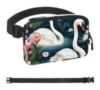 Generic Art Swan Flower-468 Unisex Style Fanny Pack: Fashion Waist Packs, Crossbody Bags Sport Slim Fashionable for Jogging Hiking Hiker Woman Man, Multicolor, 1.5x9.0x5.9in/4x23x15cm