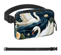 Generic Art Swan Flower-475 Crossbody Fanny Pack for Men&Women,Belt Bag for Travel Casual Walking Running Hiking Cycling, Multicolor, 1.5x9.0x5.9in/4x23x15cm