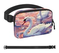 Generic Art Swan Flower-477 Unisex Style Fanny Pack: Fashion Waist Packs, Crossbody Bags Sport Slim Fashionable for Jogging Hiking Hiker Woman Man, Multicolor, 1.5x9.0x5.9in/4x23x15cm