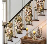 Generic Artificial Christmas Teardrop Swag, Cordless Prelit, LED, Suitable for Home Decoration (Gold, Medium)