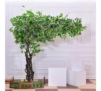 Generic Artificial Green Banyan Cherry Blossom Tree Perfect with Lifelike Leaves and Flowers Great for outdoor wedding decoration,2.3x1.5m/7.5x4.9ft