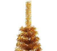 Generic Artificial Half Christmas Tree with Stand Gold 180 Cm PET, Bushy & Sturdy, Saves Space Against the Wall, Economical Choice for Lasting Durability, Create Magical Holiday Ambiance