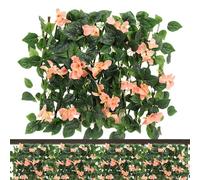 Generic Artificial Ivy Fence Screening | Expandable Garden Fence Screening with Artificial Ivy and Violet Flower Privacy Hedge