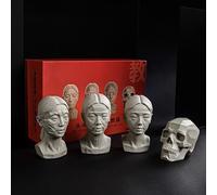 Generic Artists Head Models Mannequin Set, 4 Pieces, Includes Muscle Head, Skull Head, Planar Head & Original Head - Skecthing Drawing Reference (Female)