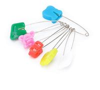 Generic Assorted Color Safety Locking Diaper Pins for Cloth Nappies and Sewing - Pack of 6 Pins for Baby or Adult Use (6 Colorful Animal Head)