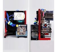 Generic ATx M-ATx/ITX Overclocking Test Platform Chassis Aluminum Frame for DIY Enthusiasts Handle for PC Gaming and Graphic Designers (Red)