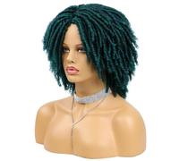 Generic Authentic Short Dreadlock Wigs for African Braided Look, Adjustable Comfortable Wig for All Occasions, Synthetic Fiber Material (Green)