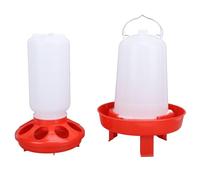 Generic Automatic Chick Feeder and Waterer Large Capacity for Chickens Easy to Clean Plastic Kit 2 Pack (Red)