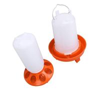Generic Automatic Chick Feeder and Waterer Large Capacity for Chickens Easy to Clean Plastic Kit 2 Pack (Orange)