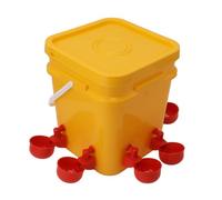 Generic Automatic Chicken Waterer Cup with 12L Handheld Drum Durable Poultry Drinking Tool for Ducks, Geese, Quail - 11.1 X 9.6 X 9.6", White (Bucket + Conjoined Red Bird Bowl+ Black Screws)