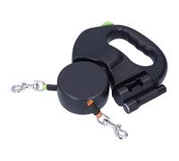 Generic Automatic Telescopic Pet Leash Adjustable Double Dog Leash with 360° Rotating Buckle and Convenient Garbage Bag Dispenser for Dog Walking, Pets Under 33lb, ABS and Nylon