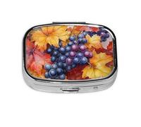 Generic Autumn Maple Leaves Print Square Pill Box-2 Compartment Small Pill Case for Purse & Pocket Mini Metal Pill Holder Travel Pill Container
