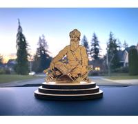 Generic Baba Deep Singh Ji Car Dashboard Figurine - Wooden Religious Car Decor - Brown/Beige