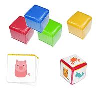 Generic Baby Cube Toys Bright Color Children Soft Dice with Transparent Pockets, Educational Learning Games for Kids, Multicolor PVC Material (Multicolor)