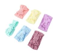 Generic Baby Hair Bow Cute Soft Headwear for Newborn Girls 6Pcs Photo Prop Gift Set Elastic Cloth Band in Pink Blue Taro Purple Mint Green Beige