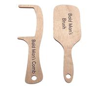 Generic Bald Man Grooming Tool in Pine Wood, 2PCS Comb Set for Amusing Birthdays and Fun Events