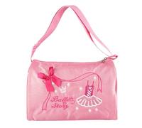 Generic Ballet Embroidered Tote Bag Durable Large Capacity for Kids Dance & Sports, Adjustable Strap for Girls Ballet Dance Clothing, Pink/Purple Nylon Cloth 10.6x6.3x7.9in for, (Pink)