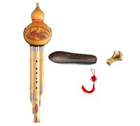 Generic Bamboo Hulusi Traditional with Case, Bamboo Professional Wind Instrument, Gourd Cucurbit Flute for Show, Performance, b key