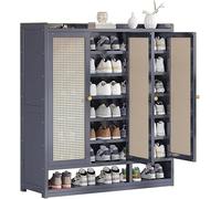 Generic Bamboo Shoe Cabinet, 8-Layer, 35-Pair Capacity, Grey, 100 x 32 x 115 cm, Entryway, Modern Style, Open Frame, Flat Panel Doors