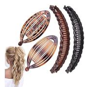 Generic Banana Clips, 2 Pack - Black & Brown Plastic, for Long Hair, Curly or Straight, Unisex, Snap Closure (4 per serving)