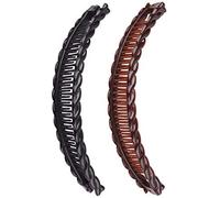 Generic Banana Clips, 2 Pack - Black & Brown Plastic, for Long Hair, Curly or Straight, Unisex, Snap Closure